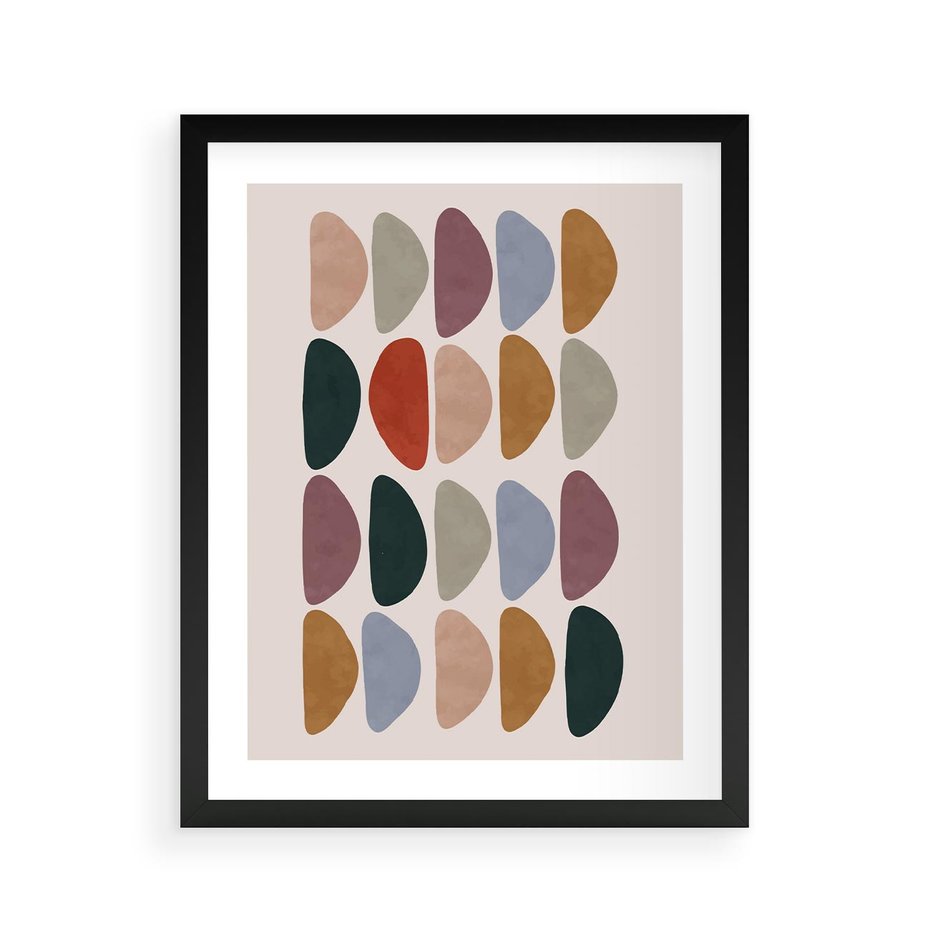 Plakat w ramie 40x50 - Granice Boho - abstrakcyjny obraz, geometryczna kompozycja - rama czarna