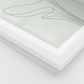 Plakat w ramie 30x40 - Zielona Równowaga Linii - abstrakcyjne delikatne zielone linie, nowoczesny plakat - rama biała