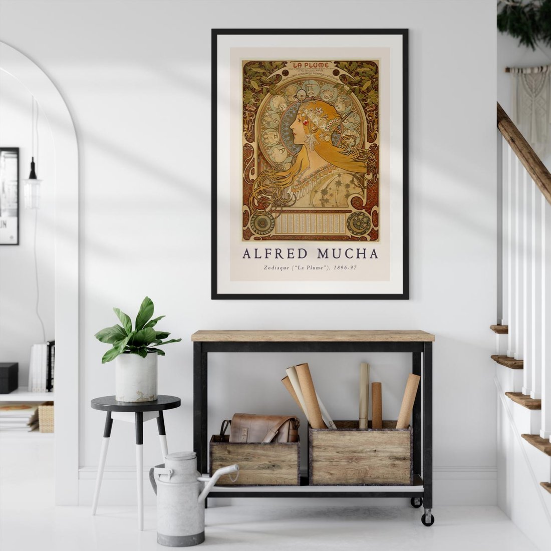 Plakat w ramie 40x50 - Mucha: Reprodukcja i Typografia na Plakacie - reprodukcja, alfons mucha - rama czarna