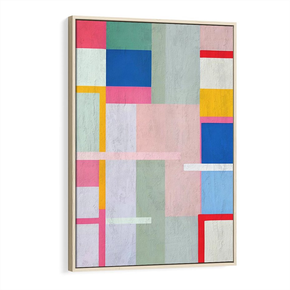 Obraz w ramie 80x120 - Rozbijające Granice Wyobraźni - abstrakcyjne geometryczne kształty, olejny obraz - rama drewno