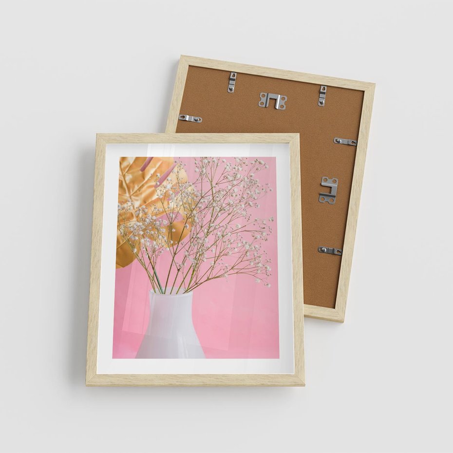 Plakat w ramie 40x50 - Przyjemność Złotej Natury - złote, liście - rama drewno