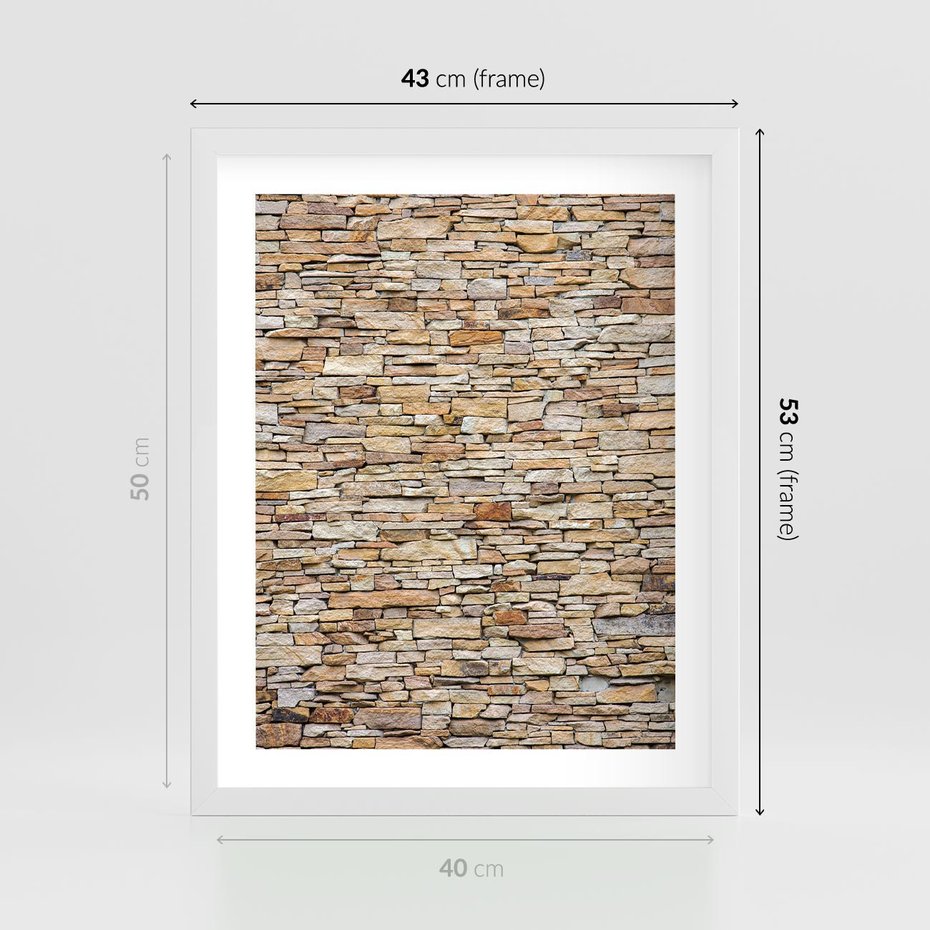 Plakat w ramie 40x50 - Mur z cegieł - surowa elegancja - mur, cegły - rama biała