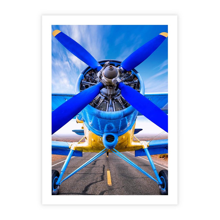 Plakat bez ramy 21x30 - Śmigłowiec indygo - samolot, śmigło