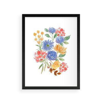 Plakat w ramie 40x50 - Kwiatowe Światło - akwarelowe kwiaty, bukiet - rama czarna