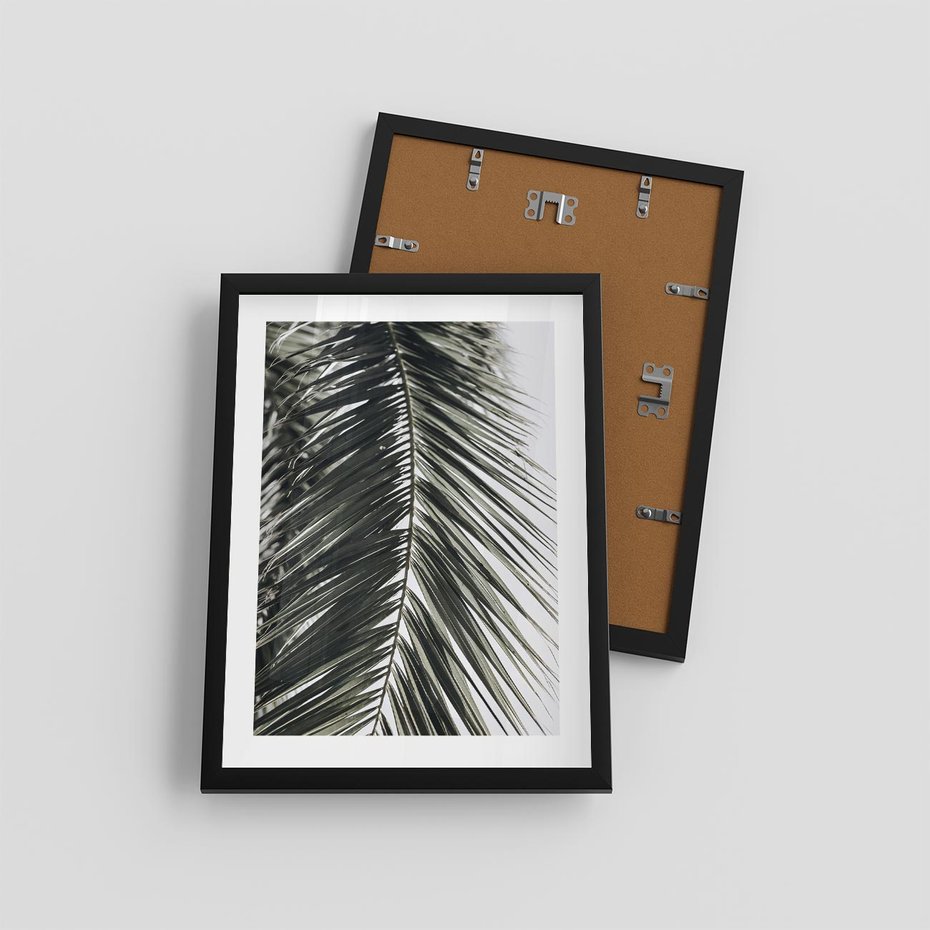 Plakat w ramie 30x40 - Liść Palmy: Egzotyczny Detal Natury - palma, liść palmy - rama czarna