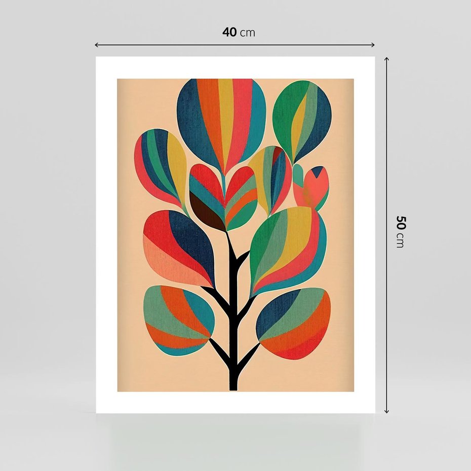 Plakat bez ramy 40x50 - Harmonia Rozplątanych Form - abstrakcyjny kolorowy tęczowy obraz, inspiracje roślinne