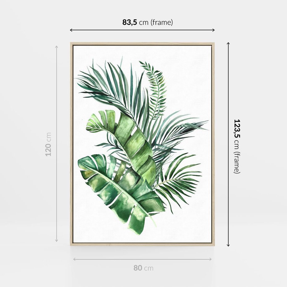 Obraz w ramie 80x120 - Piękno Złotej Rośliny - złote, liście - rama drewno
