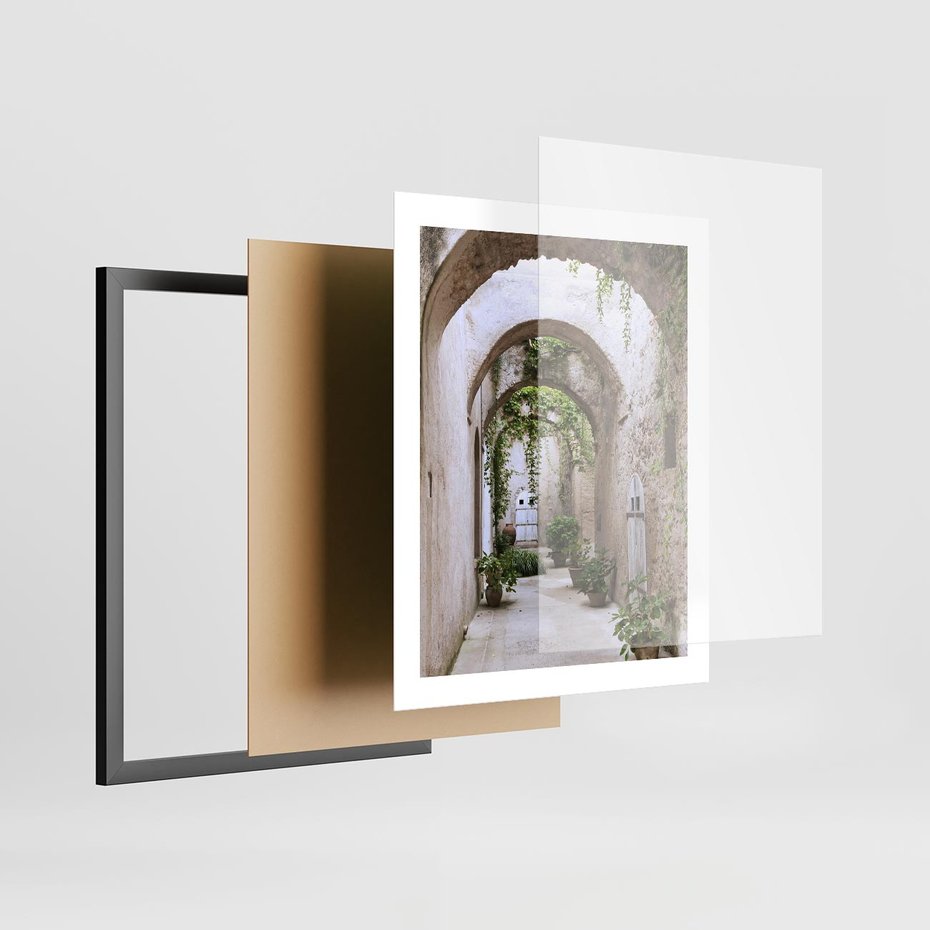 Plakat w ramie 40x50 - Urokliwa Zaułek - klimatyczna, uliczka - rama czarna