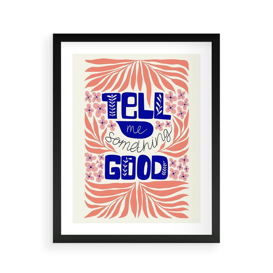 Plakat w ramie 40x50 - Bezgraniczne Formy - nowoczesna typografia, liście - rama czarna