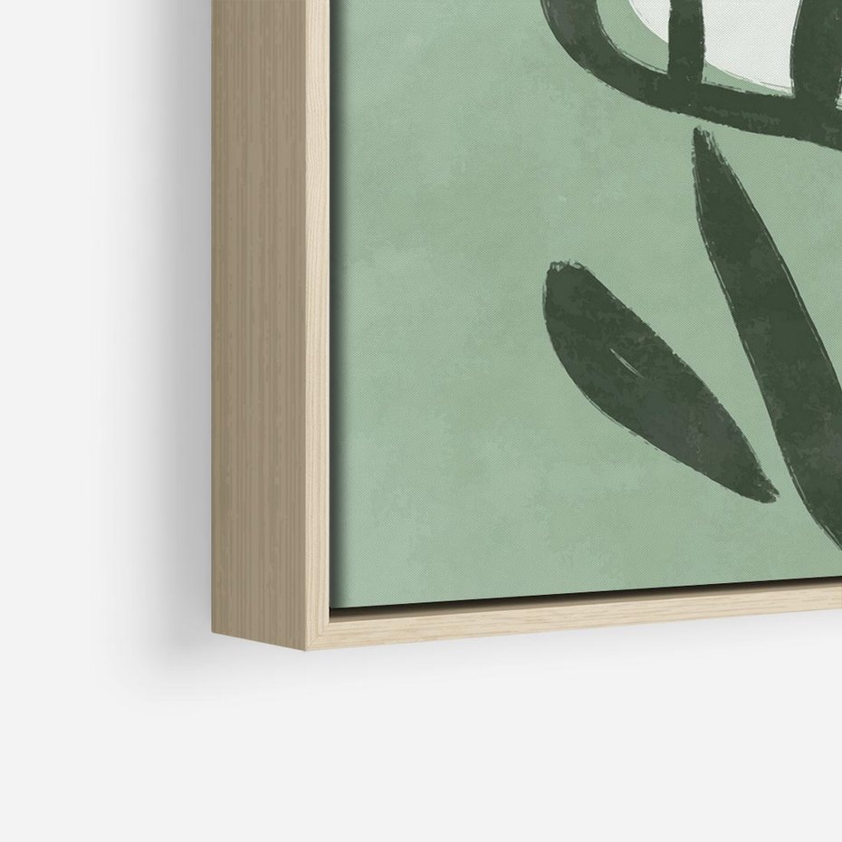 Obraz w ramie 50x50 - Objęcia Zieleni - zielona abstrakcja, zgaszona zieleń - rama drewno