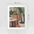 Plakat w ramie 40x50 - Boho Oaza: Kaktusy w Doniczkach - rośliny kaktusy w doniczkach, boho wnętrze - rama biała