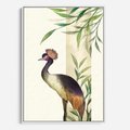 Obraz w ramie 80x120 - Kwiatowa Ekspresja - japońska sztuka, ptak - rama biała
