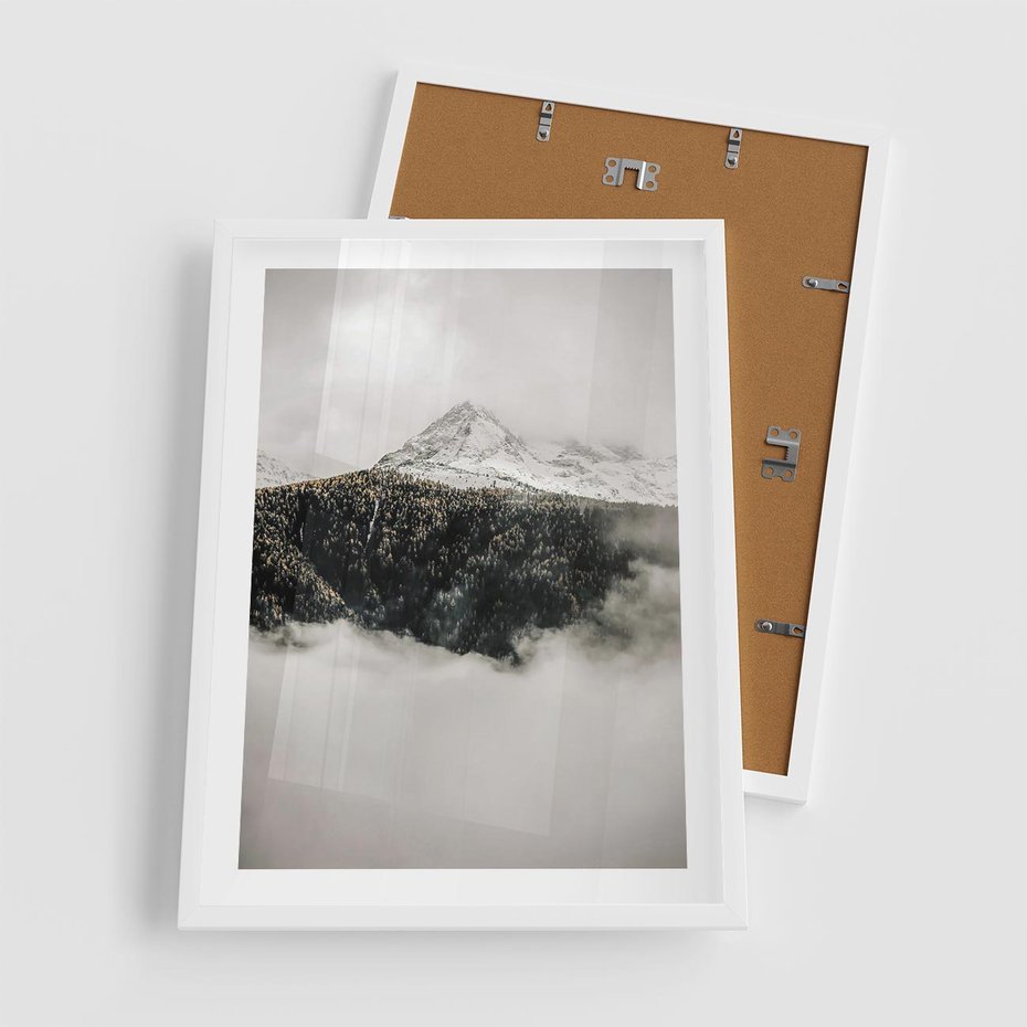 Plakat w ramie 50x70 - Zimowa Wielkość - górski krajobraz, zima w górach - rama biała