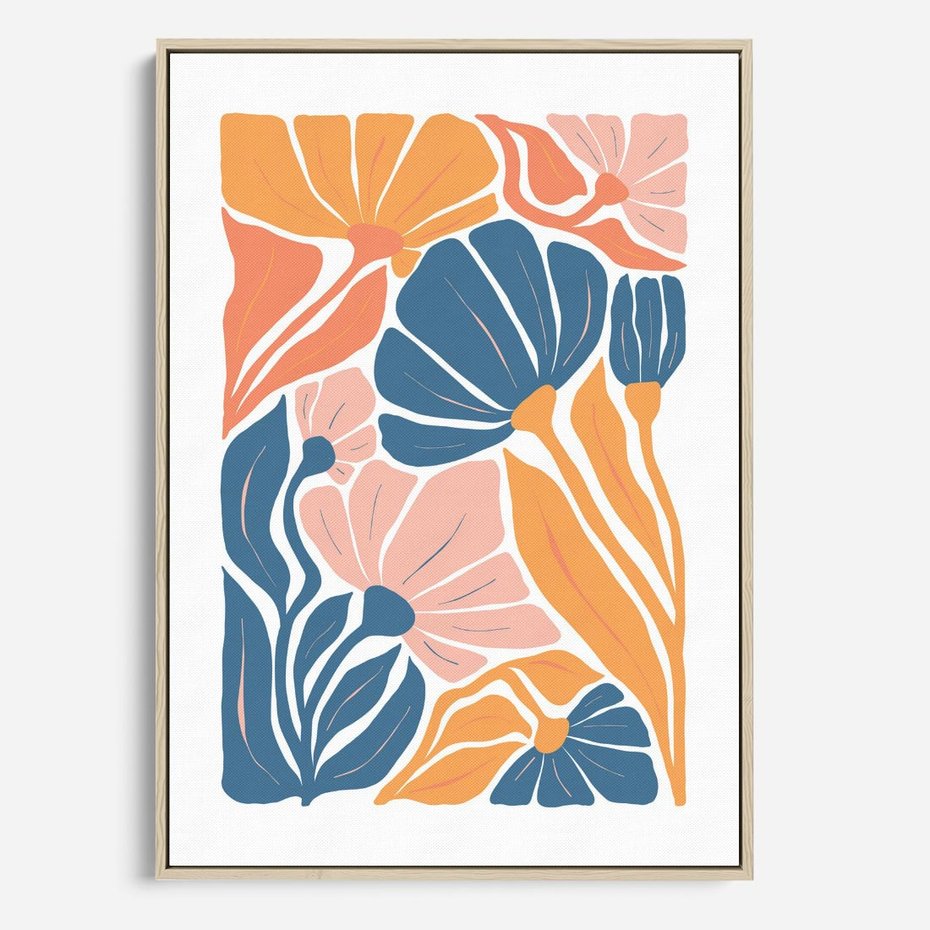 Obraz w ramie 50x70 - Wibracje Kolorowych Wiatrów - kwiaty, pastelowe kolory - rama drewno