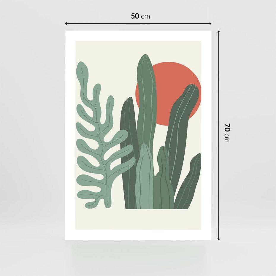 Plakat bez ramy 50x70 - Graficzna Harmonia: Liście i Rośliny na Plakacie - liście, grafika