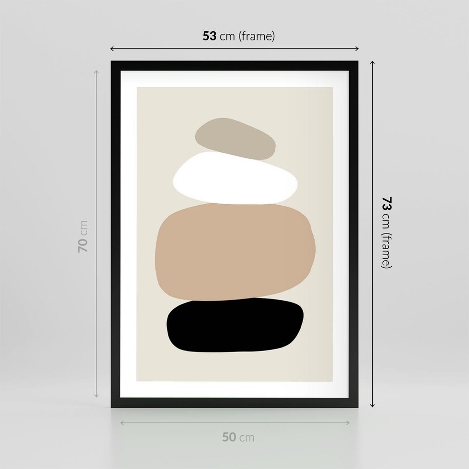 Plakat w ramie 50x70 - Zgeometryzowane Kształty - modernistyczny plakat, obłe kształty - rama czarna