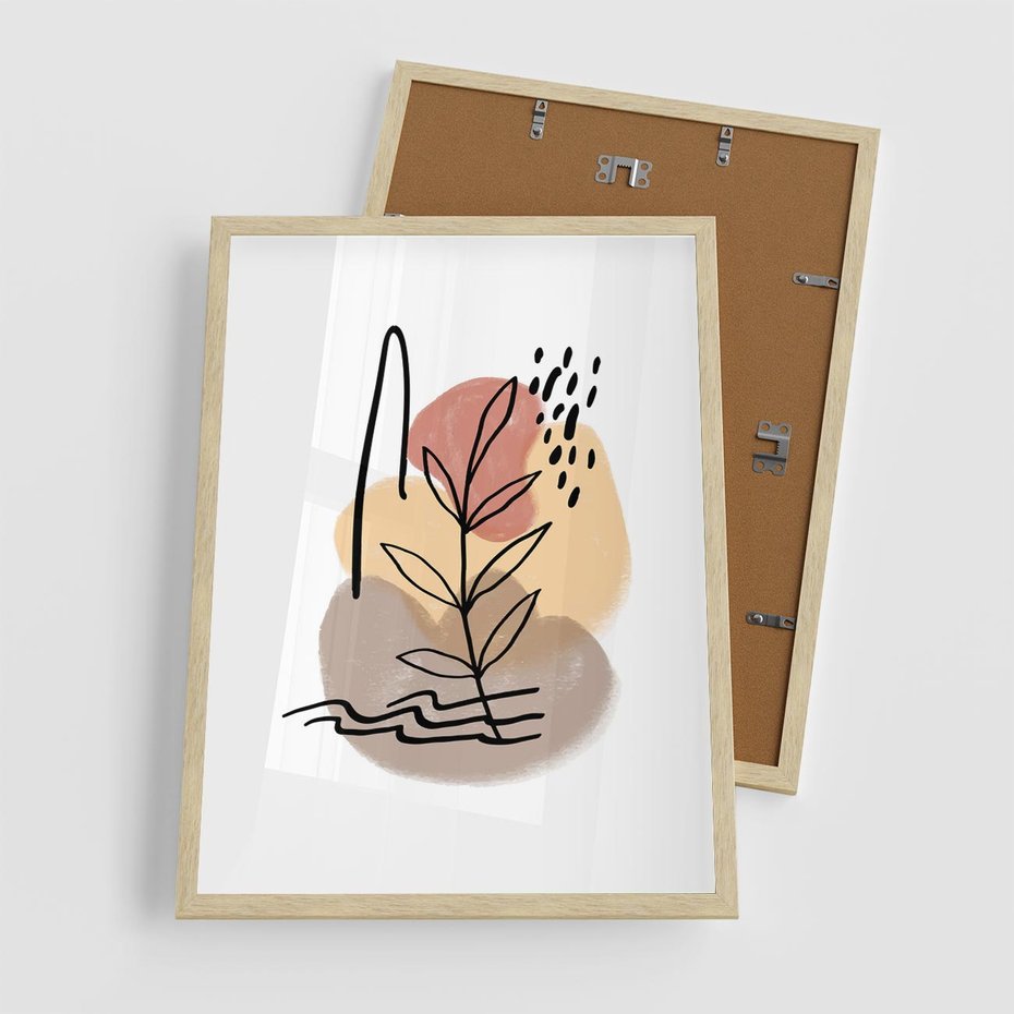 Plakat w ramie 50x70 - Konturem Przenikające - abstrakcja, sztuka nowoczesna - rama drewno