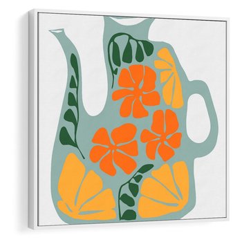 Obraz w ramie 80x80 - Kolorystyczna Ekspresja - czajnik, abstrakcja - rama biała