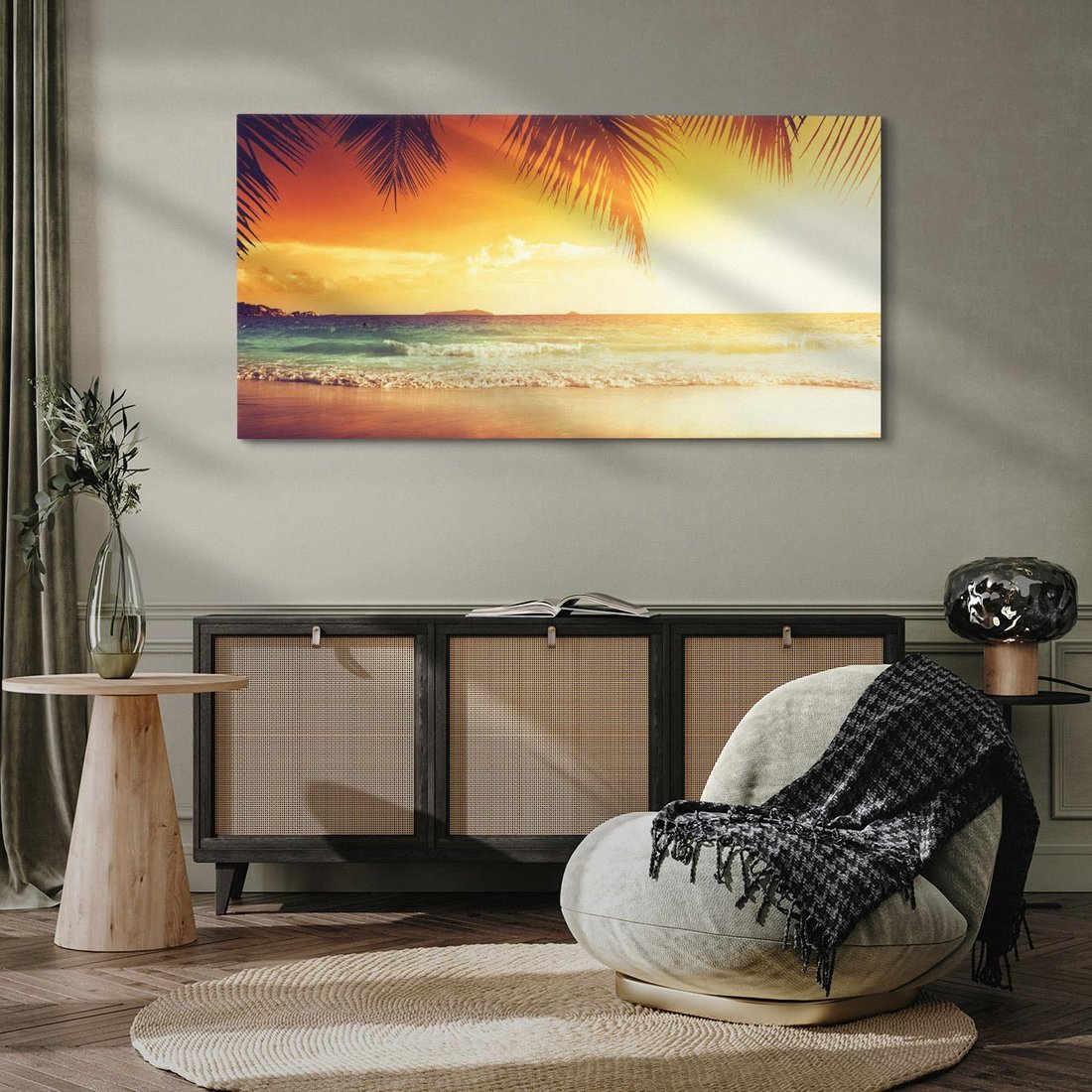 Obraz na płótnie 120x60 - Magia zachodu słońca na Karaibach - Karaiby, zachód
