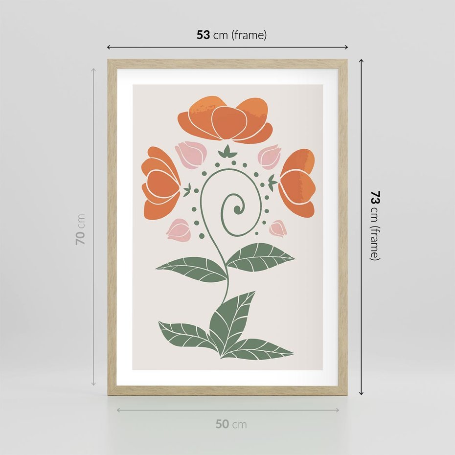 Plakat w ramie 50x70 - Migocące Kształty Kwiatów - kwiaty polne, plakat - rama drewno