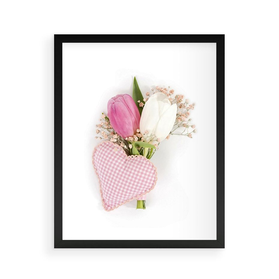 Plakat w ramie 40x50 - Kolorowa Harmonia - kwiaty, bukiet - rama czarna