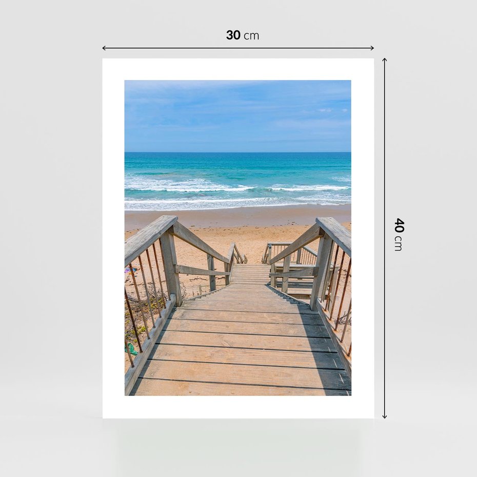 Plakat bez ramy 30x40 - Pomost ku Morzu - pomost na plaży, morze