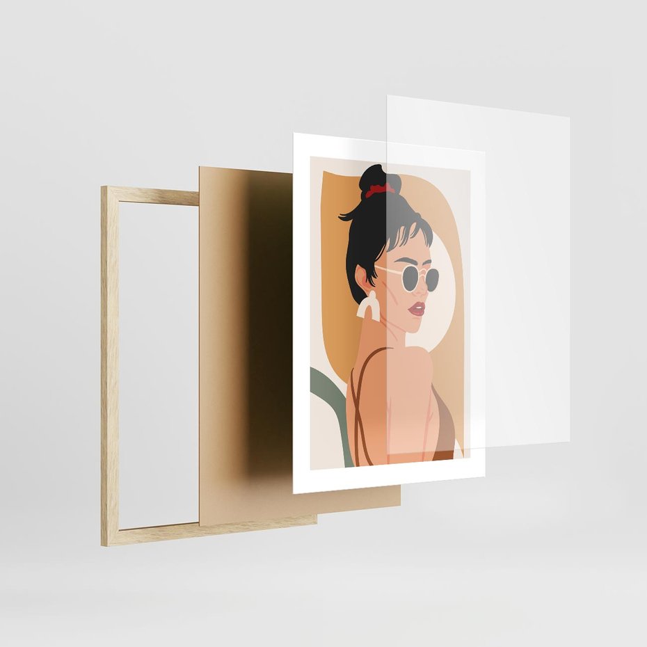 Plakat w ramie 30x40 - Kobieca Przenikliwość - nowoczesny plakat, styl retro - rama drewno