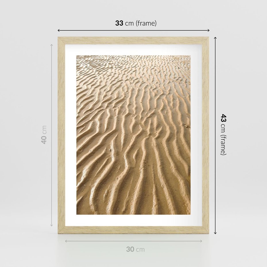 Plakat w ramie 30x40 - Piasek i Nieskończoność - pustynia, piasek - rama drewno