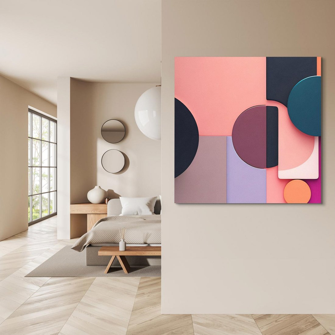 Obraz na płótnie 50x50 - Przenikanie przestrzeni czasu - abstrakcja, geometria
