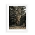 Plakat w ramie 50x70 - Dom w Lesie - chatka w lesie, górski domek - rama biała