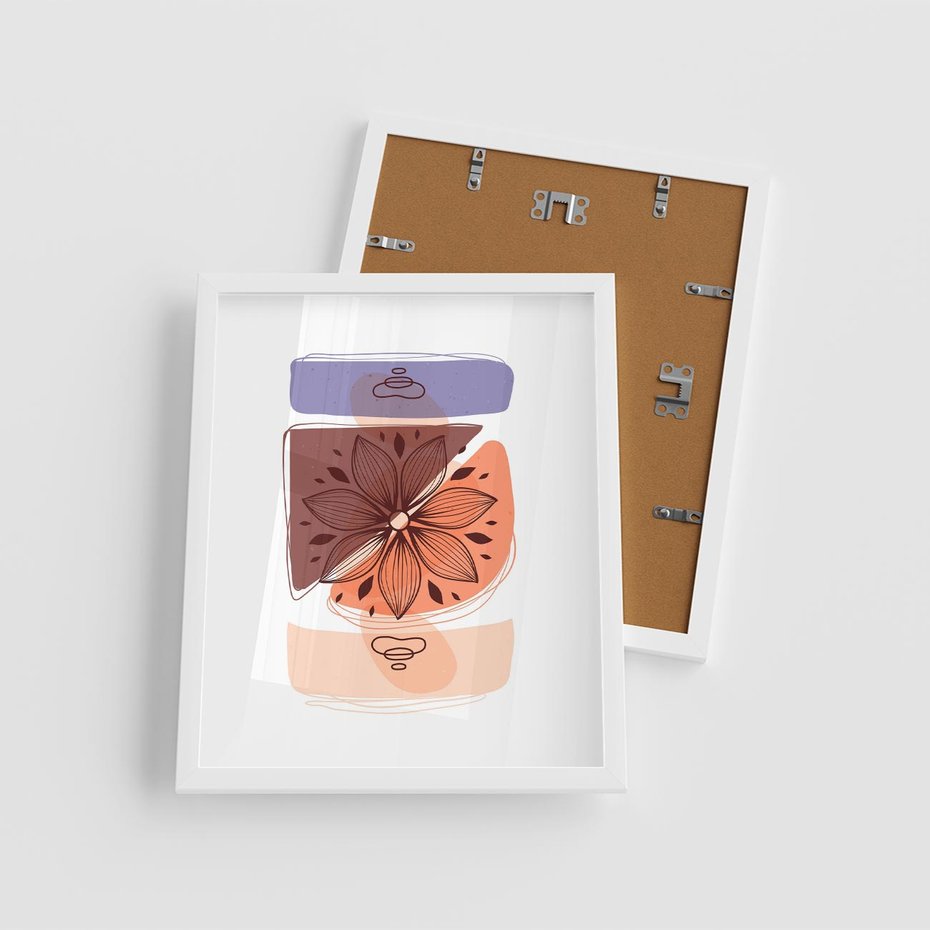 Plakat w ramie 40x50 - Kwiatowa Oaza - abstrakcyjna sztuka, plamy - rama biała