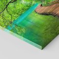 Obraz na płótnie 30x30 - Spokój nad jeziorem: Zatop się w naturze - jezioro, drzewa