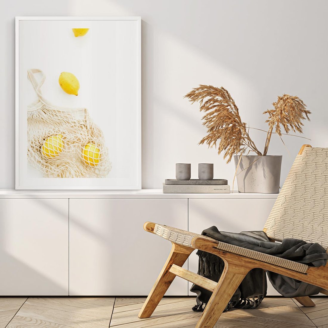 Plakat bez ramy 40x50 - Cytrynowa Siatka - cytryny, materiałowa siatka