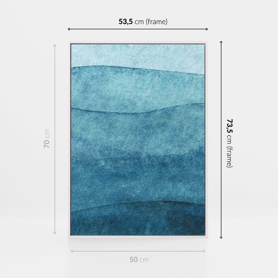 Obraz w ramie 50x70 - Kolorowe fale akwareli - akwarela, fale - rama biała