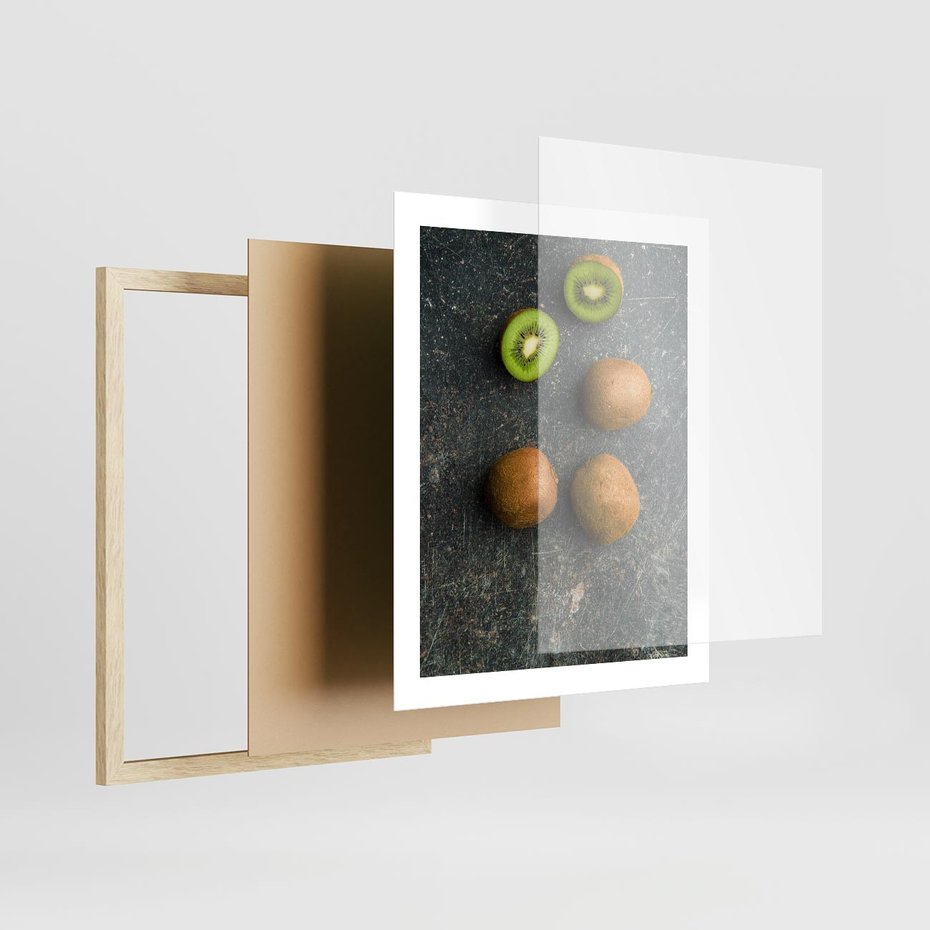 Plakat w ramie 40x50 - : Zdrowe kąski - kiwi, owoce - rama drewno