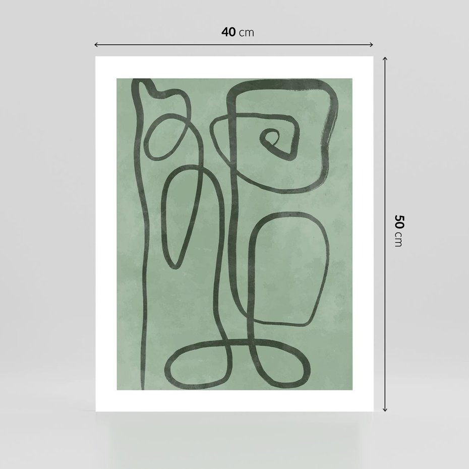 Plakat bez ramy 40x50 - Zielone Wariacje w Liniach - abstrakcyjne zielone linie, skandynawski design