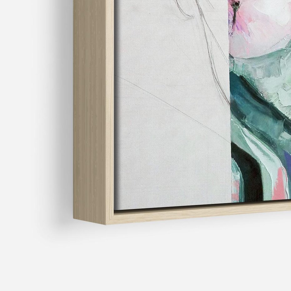 Obraz w ramie 100x70 - Niezakończona Piękność - abstrakcyjny obraz olejny, portret kobiety - rama drewno