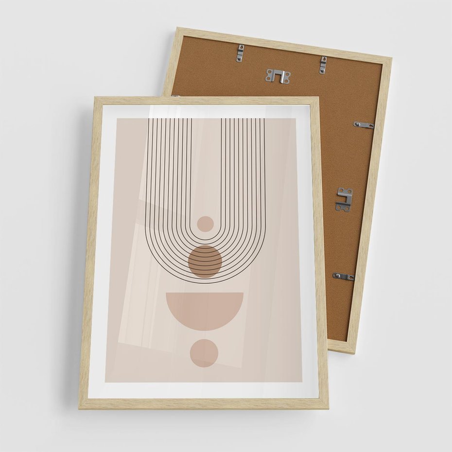 Plakat w ramie 50x70 - Strukturalne Kształty Postępu - boho plakat, minimalizm - rama drewno