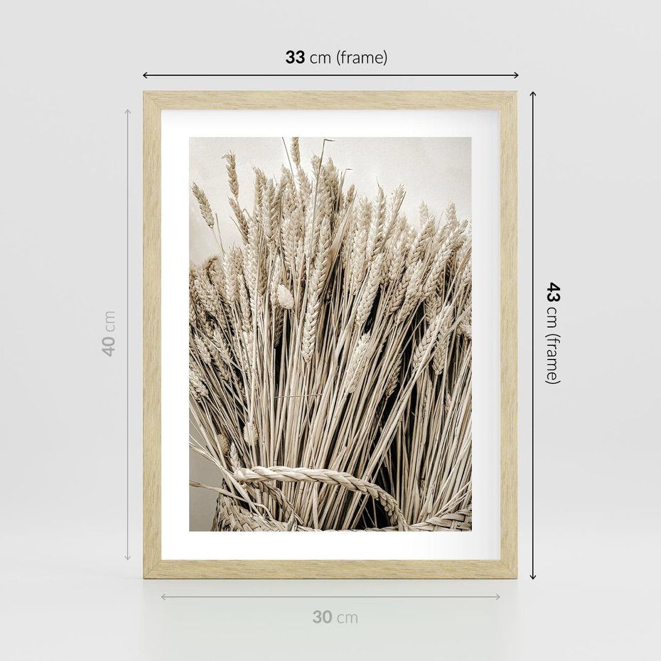 Plakat w ramie 30x40 - Letni Plon - zboże, kłosy zboża - rama drewno