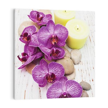 Obraz na płótnie 50x50 - Relaksujące spa w otoczeniu orchidei - spa, świece
