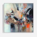 Obraz w ramie 50x50 - Kontrapunkty zatajonych uczuć - dynamiczna abstrakcja, bałagan na płótnie - rama biała