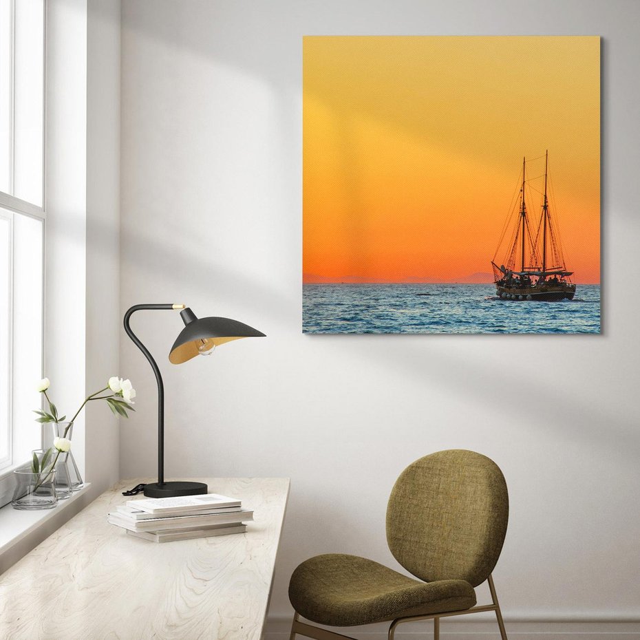 Obraz na płótnie 60x60 - Statek na oceanie - statek, morze