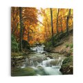 Obraz na płótnie 50x50 - Urok lasu: drzewa i strumyk w harmonii - las, drzewa