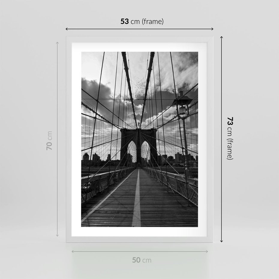 Plakat w ramie 50x70 - Most Nowoczesności - most, nowoczesny - rama biała