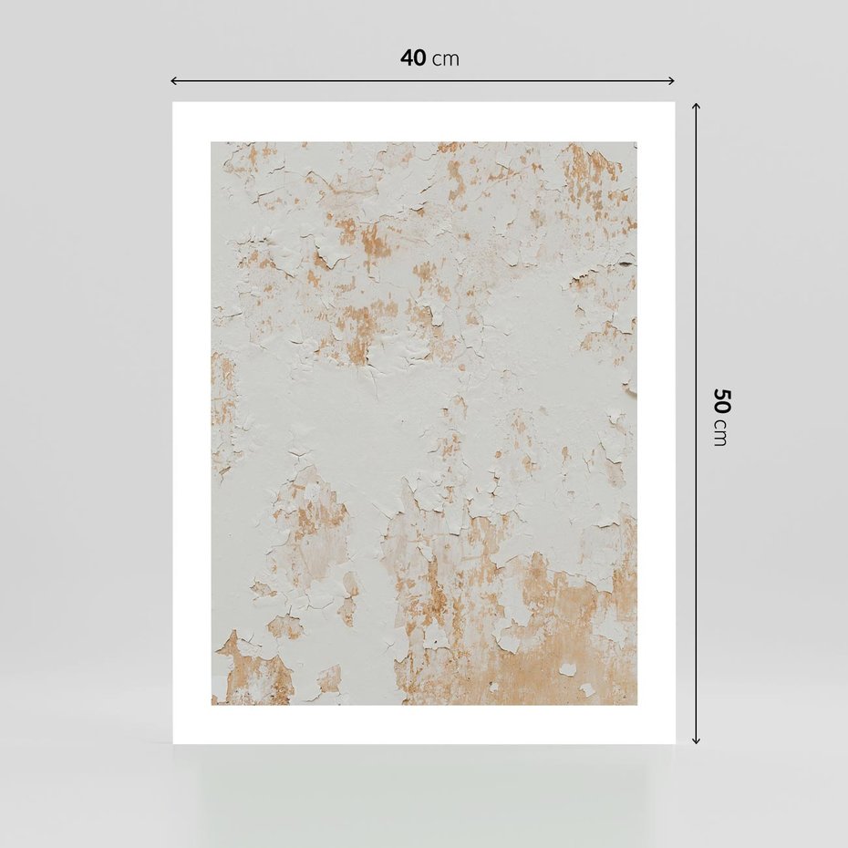 Plakat bez ramy 40x50 - Beżowa Ściana z Łuszczącą Się Farbą - stara ściana, beżowa