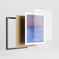 Plakat w ramie 40x50 - Taniec Światła - kolorowe akwarelowe pasy, odcienie fiolet - rama czarna