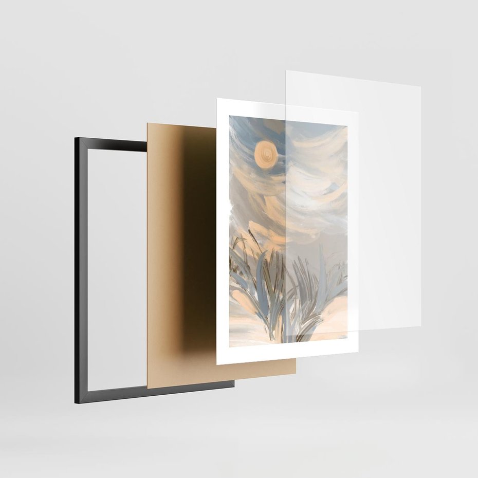 Plakat w ramie 30x40 - Światłości Taniec - akwarela, obraz - rama czarna
