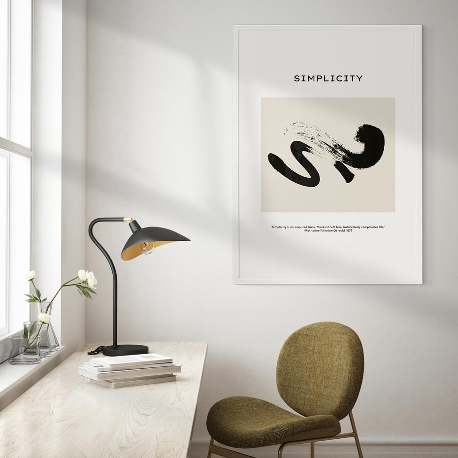 Plakat w ramie 30x40 - Prostota w kształcie - abstrakcja, maźnięcie farbą - rama biała