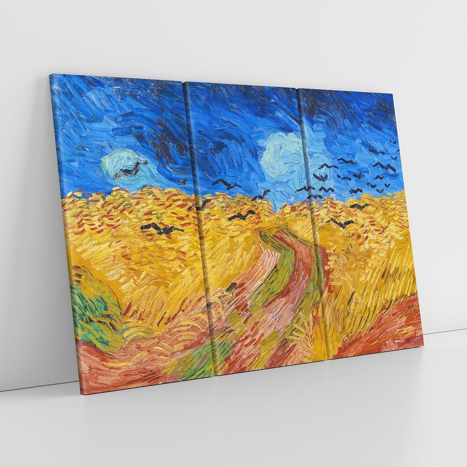 Obraz na płótnie 120x80 - "Wheatfield with Crows" (1890) Vincent van Gogh - Reprodukcja - reprodukcja, obraz na płótnie