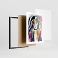 Plakat w ramie 30x40 - Subtelne Akwarelowe Ulotności - abstrakcyjny akwarelowy portret kobiety, rozmyte farby - rama czarna